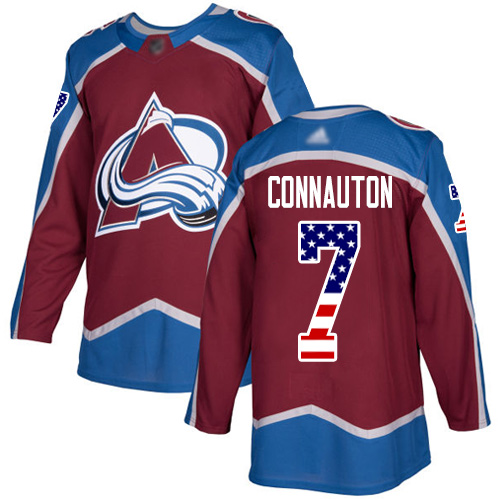 Adidas Colorado Avalanche Men #7 Kevin Connauton Burgundy Home Authentic USA Flag Stitched NHL Jersey